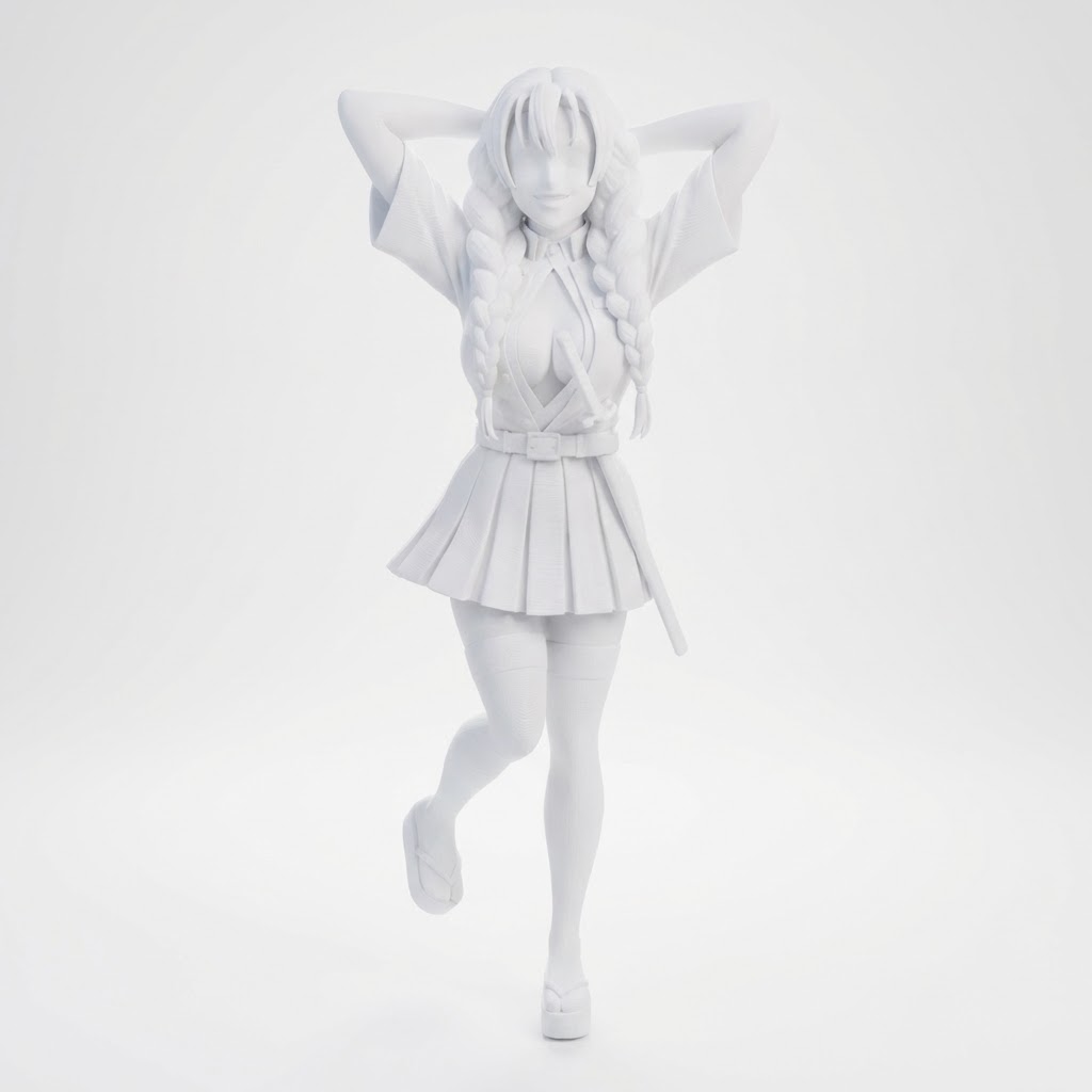 "Liora Grünfunke" – Anime-Kriegerin als 3D-Kunstobjekt | 3D‑Memories