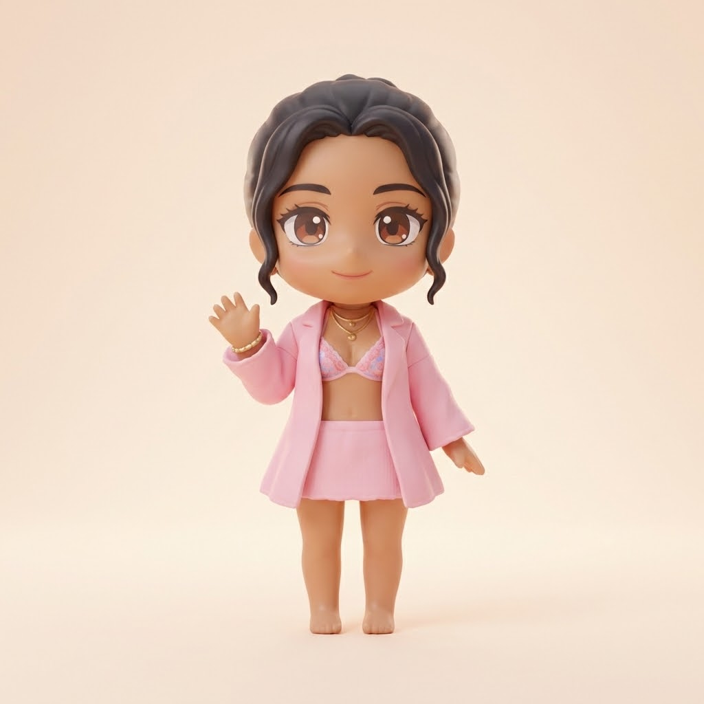 „Lia Rosé“ – Fashion-Puppe als 3D-Kunstobjekt (erstellt aus deinem Bild/Zeichnung)