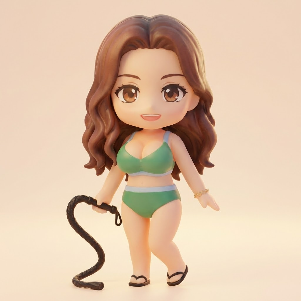 Liana, die Strand-Abenteurerin – Chibi 3D-Kunstfigur aus deiner Vorlage | 3D-Memories