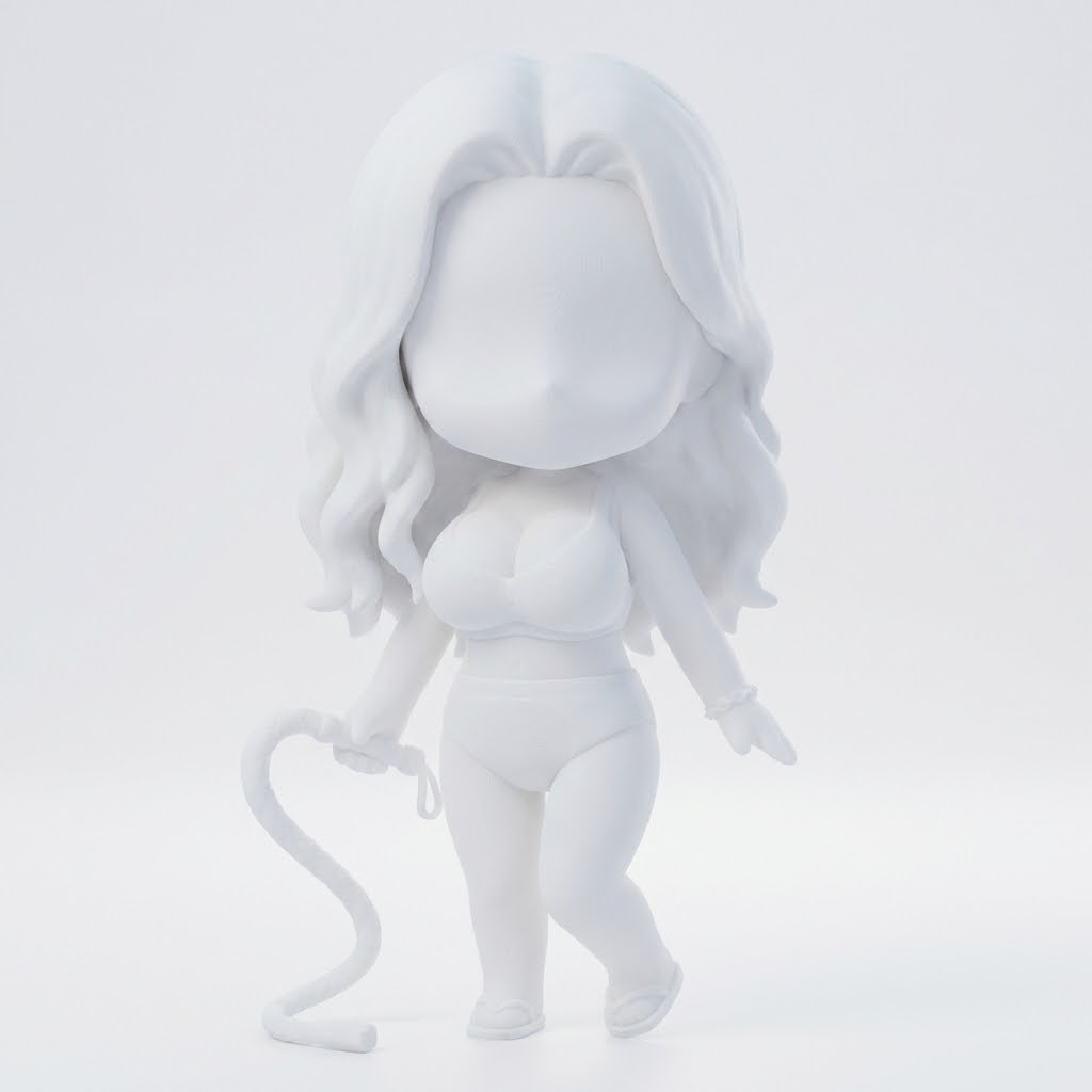 Liana, die Strand-Abenteurerin – Chibi 3D-Kunstfigur aus deiner Vorlage | 3D-Memories