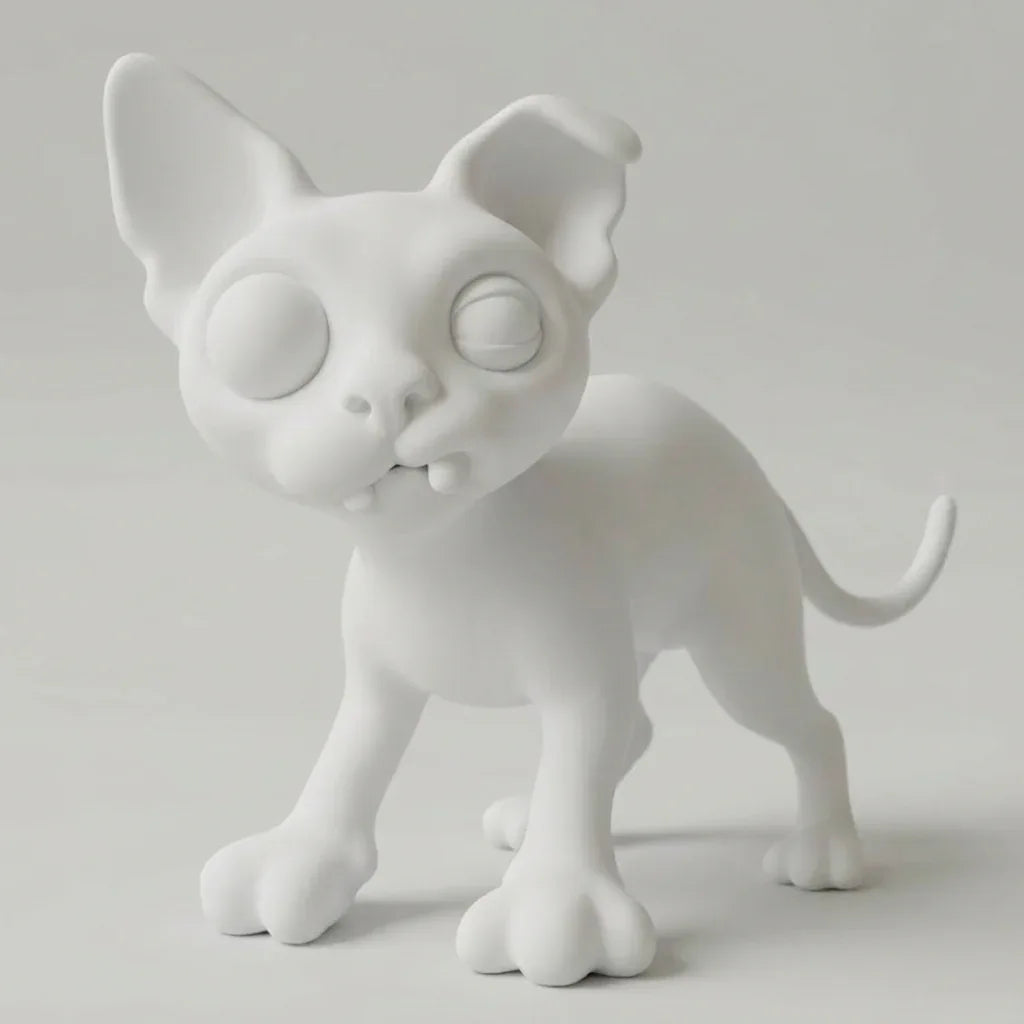 Kunterbunte Katzenskulptur „Mimi“ – Ein verspieltes 3D-Kunstobjekt - 3D Memories