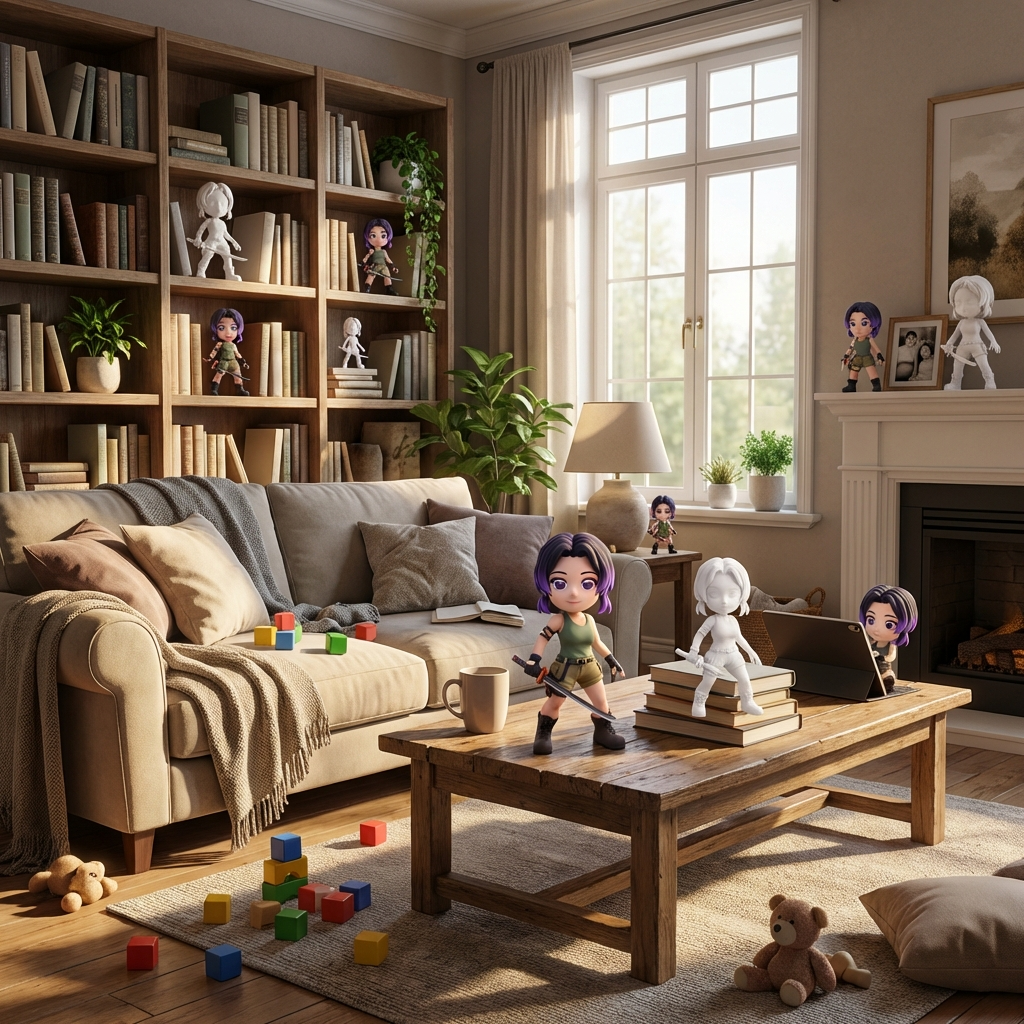 Liora die kleine Schwertwächterin – 3D-Kunstfigur aus deiner Zeichnung | 3D‑Memories