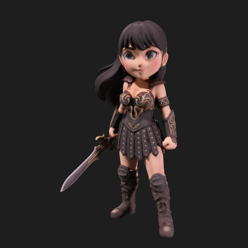 3D-Memories Chibi-Kriegerin „Aoi Kage“ – personalisiertes 3D-Kunstobjekt (Weiß/Bunt/Bunt im Rahmen)