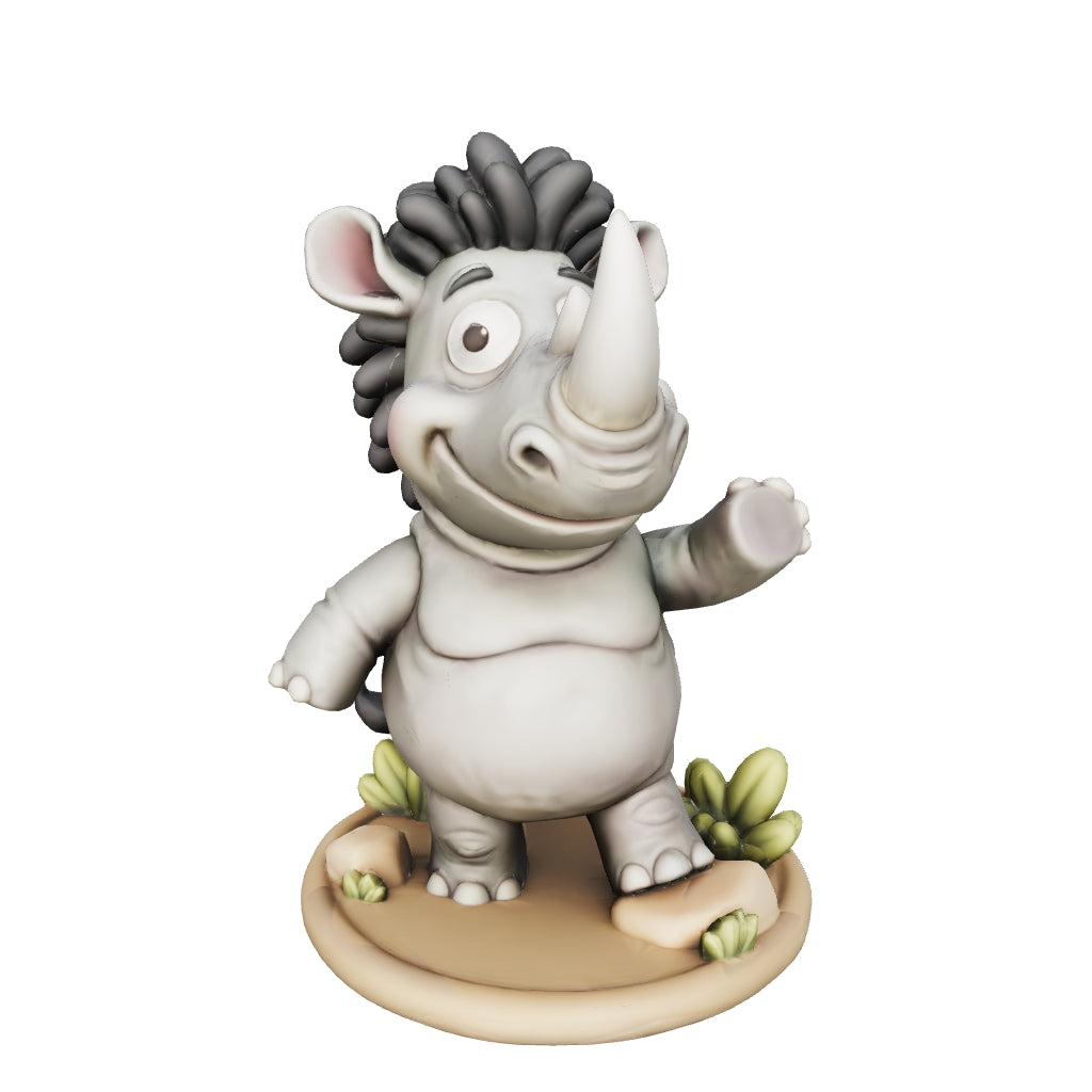 Rico das Gute-Laune-Rhino – 3D-Kunstfigur nach deinem Bild | 3D‑Memories