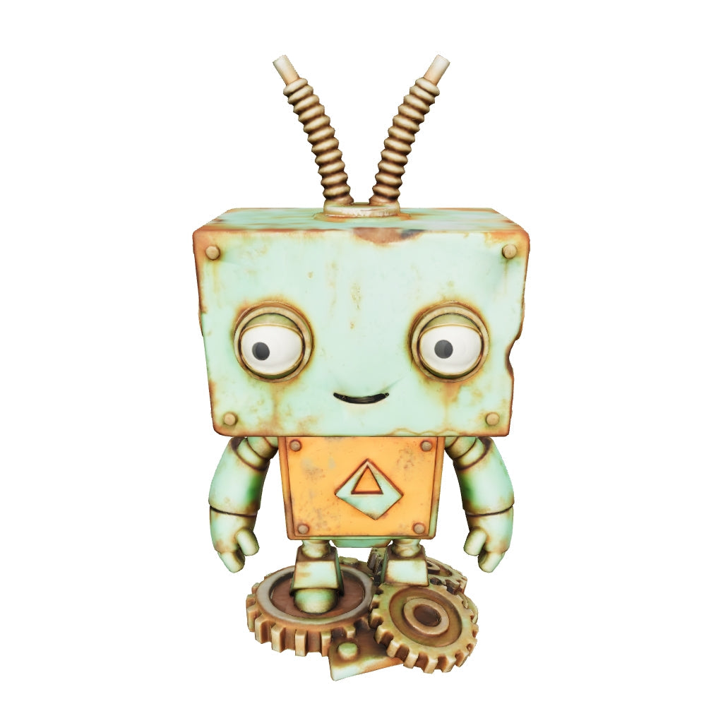 Retro-Roboter „Tiko“ – 3D-Kunstobjekt von 3D‑Memories (Weiß, Bunt oder Bunt im Rahmen)