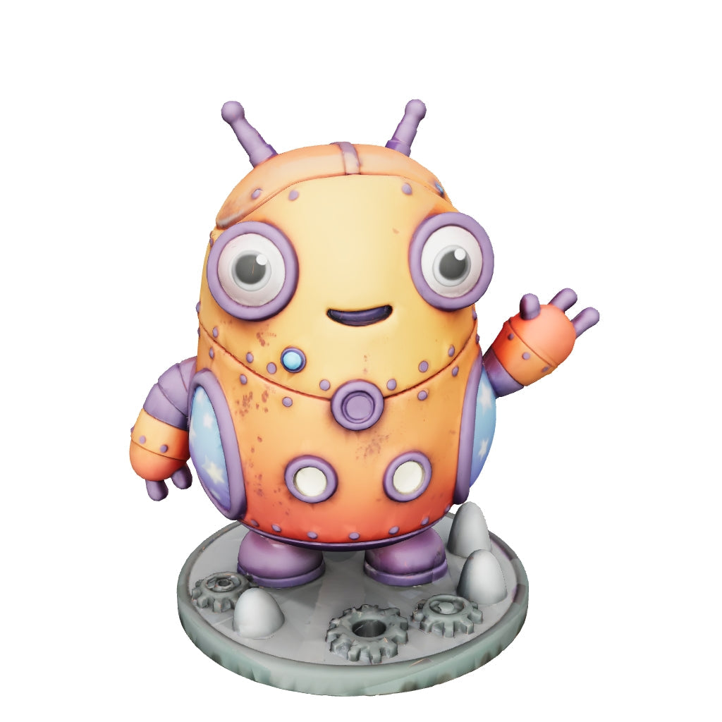 „Winky“ – freundlicher Cartoon-Roboter als 3D-Kunstobjekt | 3D‑Memories (aus deinem Bild)