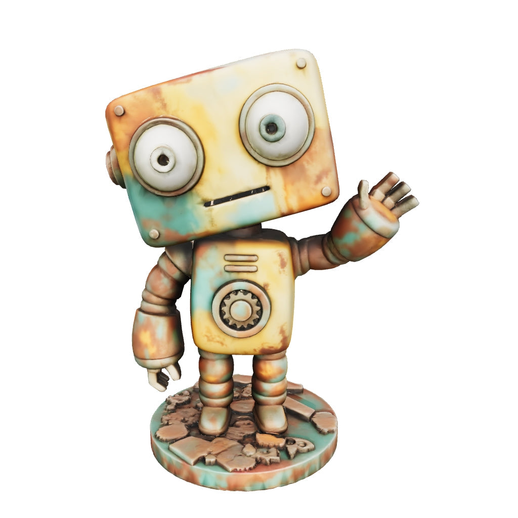 Orange der Steampunk‑Roboter – 3D‑Kunstobjekt aus deinem Bild | 3D‑Memories