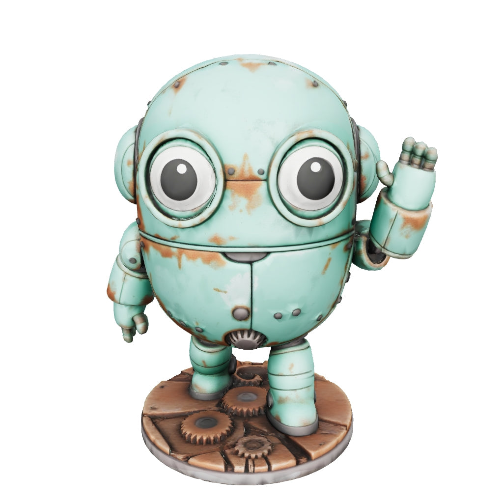 Bluey der Wink-Roboter – personalisierte 3D-Kunstfigur aus deiner Zeichnung | 3D-Memories