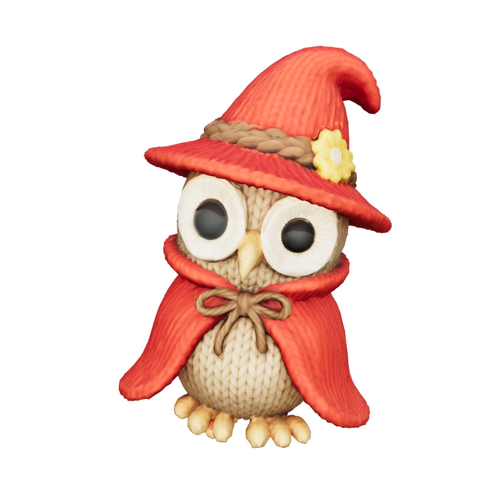 Elda die Zaubereule – 3D-Kunstobjekt aus deiner Zeichnung (Weiß/Bunt/Bunt im Rahmen)