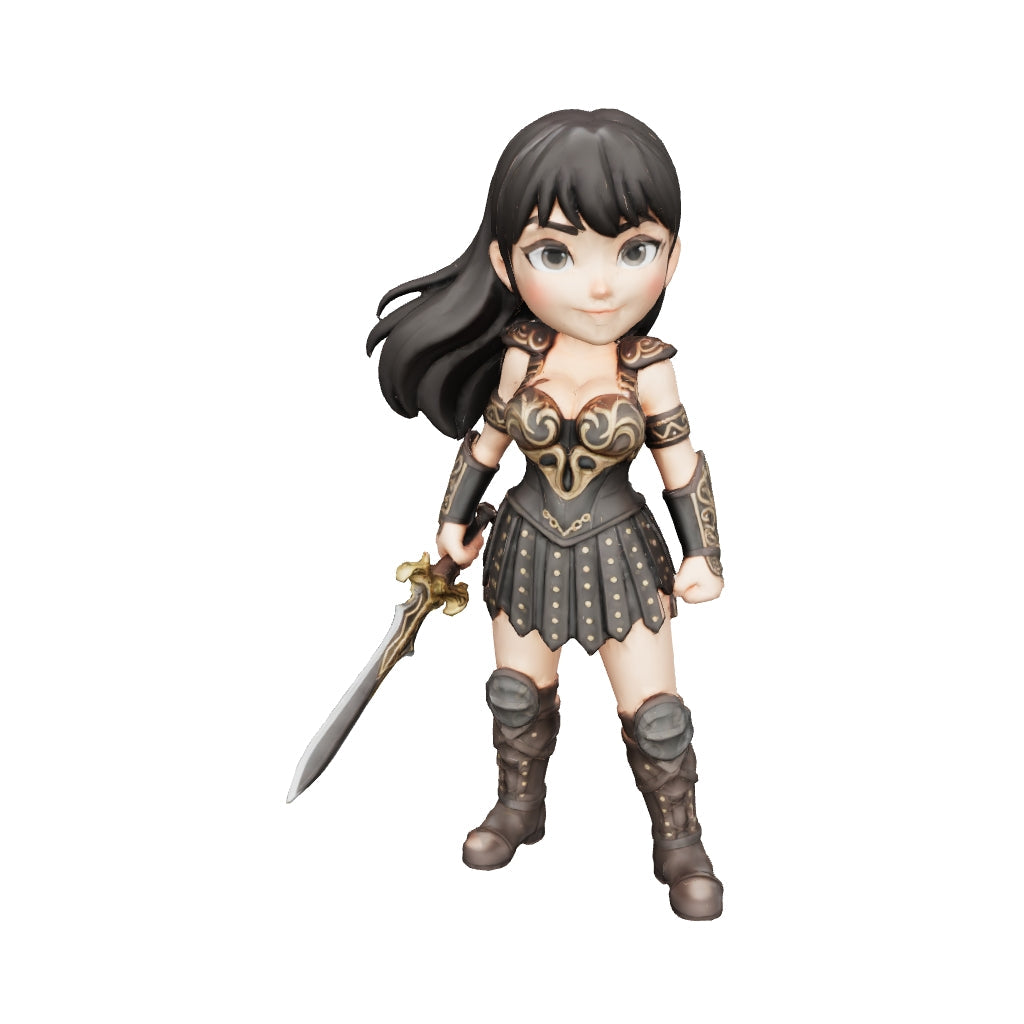 3D-Memories Chibi-Kriegerin „Aoi Kage“ – personalisiertes 3D-Kunstobjekt (Weiß/Bunt/Bunt im Rahmen)