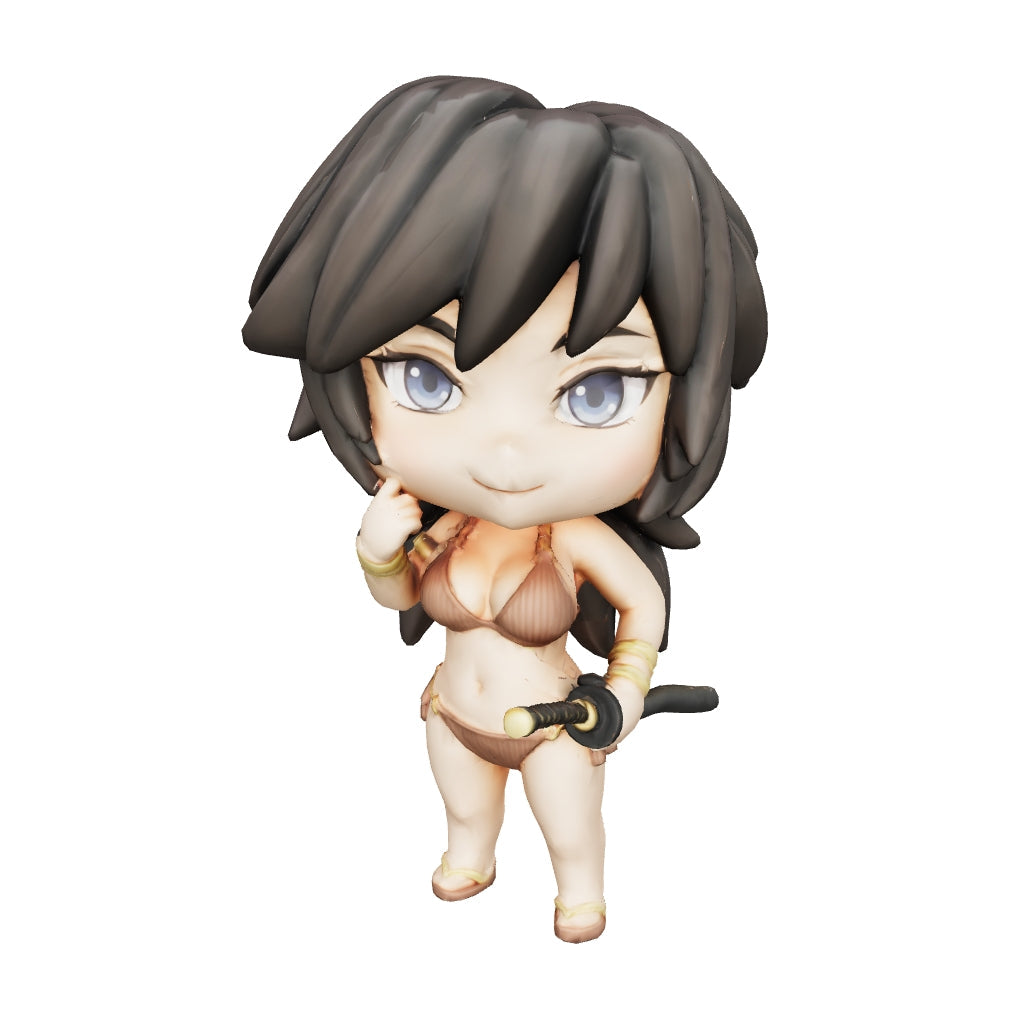 „Kira Katanami“ – Chibi-Schwertkämpferin als 3D-Kunstobjekt (nach deinem Bild)