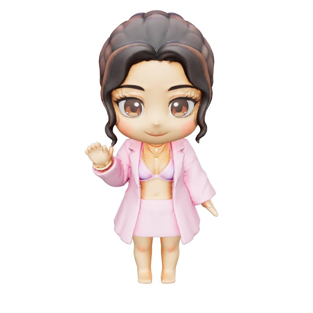 „Lia Rosé“ – Fashion-Puppe als 3D-Kunstobjekt (erstellt aus deinem Bild/Zeichnung)