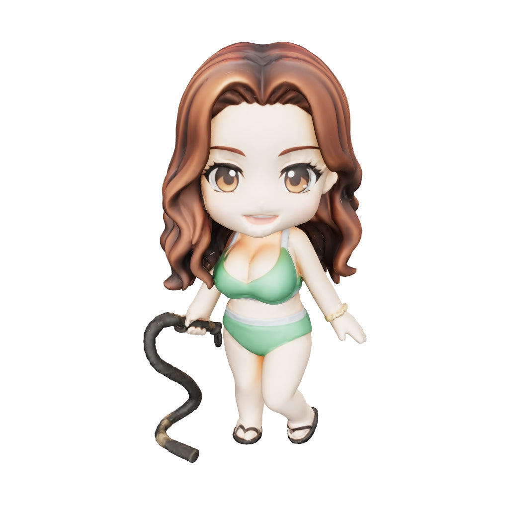 Liana, die Strand-Abenteurerin – Chibi 3D-Kunstfigur aus deiner Vorlage | 3D-Memories