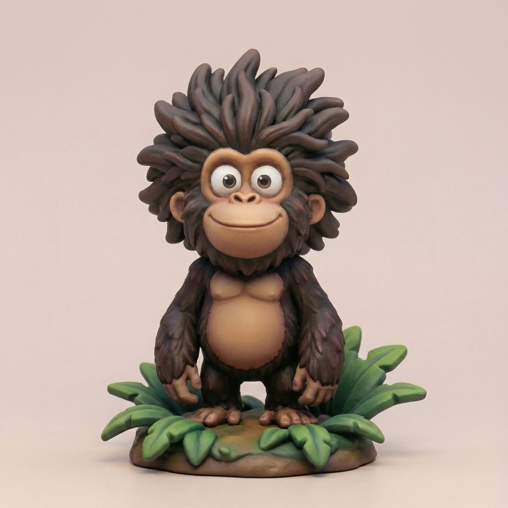 „Milo der Dschungelgrinser“ – 3D-Kunstfigur aus deiner Zeichnung | 3D‑Memories