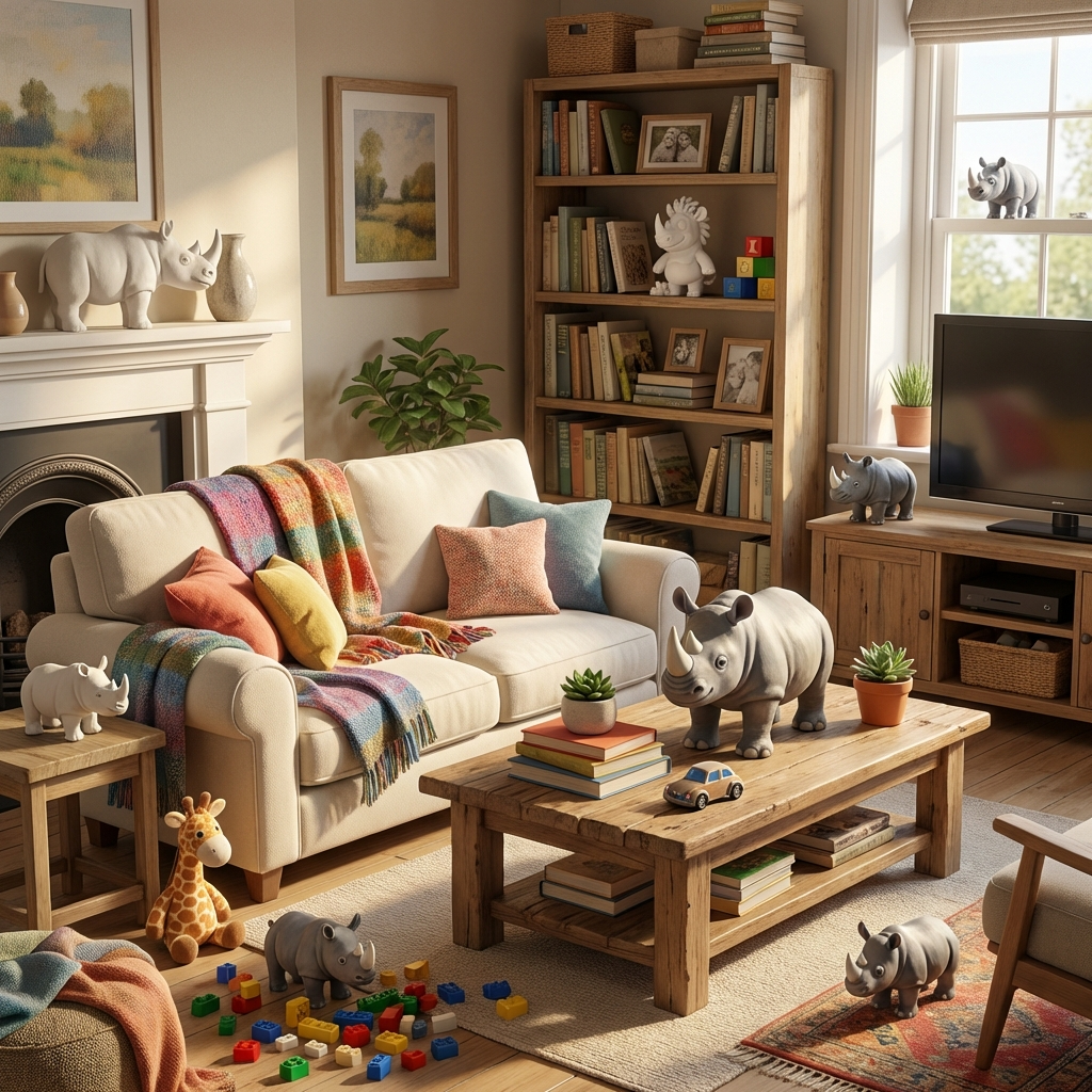 Rico das Gute-Laune-Rhino – 3D-Kunstfigur nach deinem Bild | 3D‑Memories