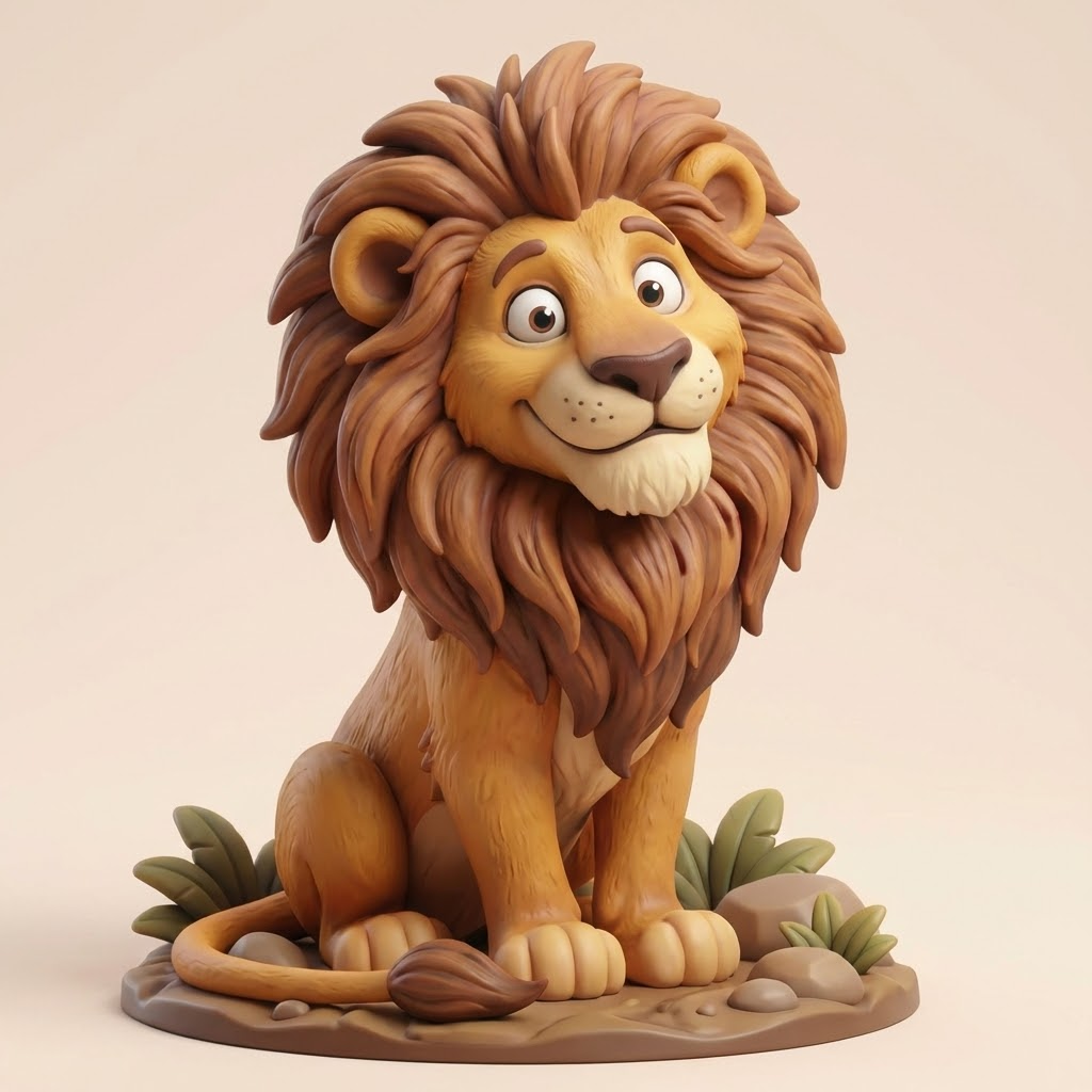 Leo Wellenmähne – 3D-Löwenfigur aus deiner Zeichnung | 3D‑Memories