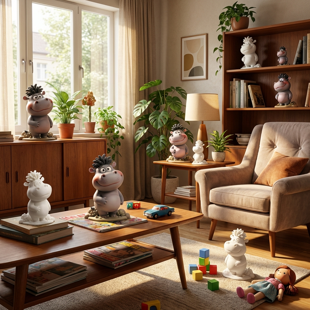 Hugo das Flusspferd – 3D-Kunstfigur aus deinem Bild (3D‑Memories)