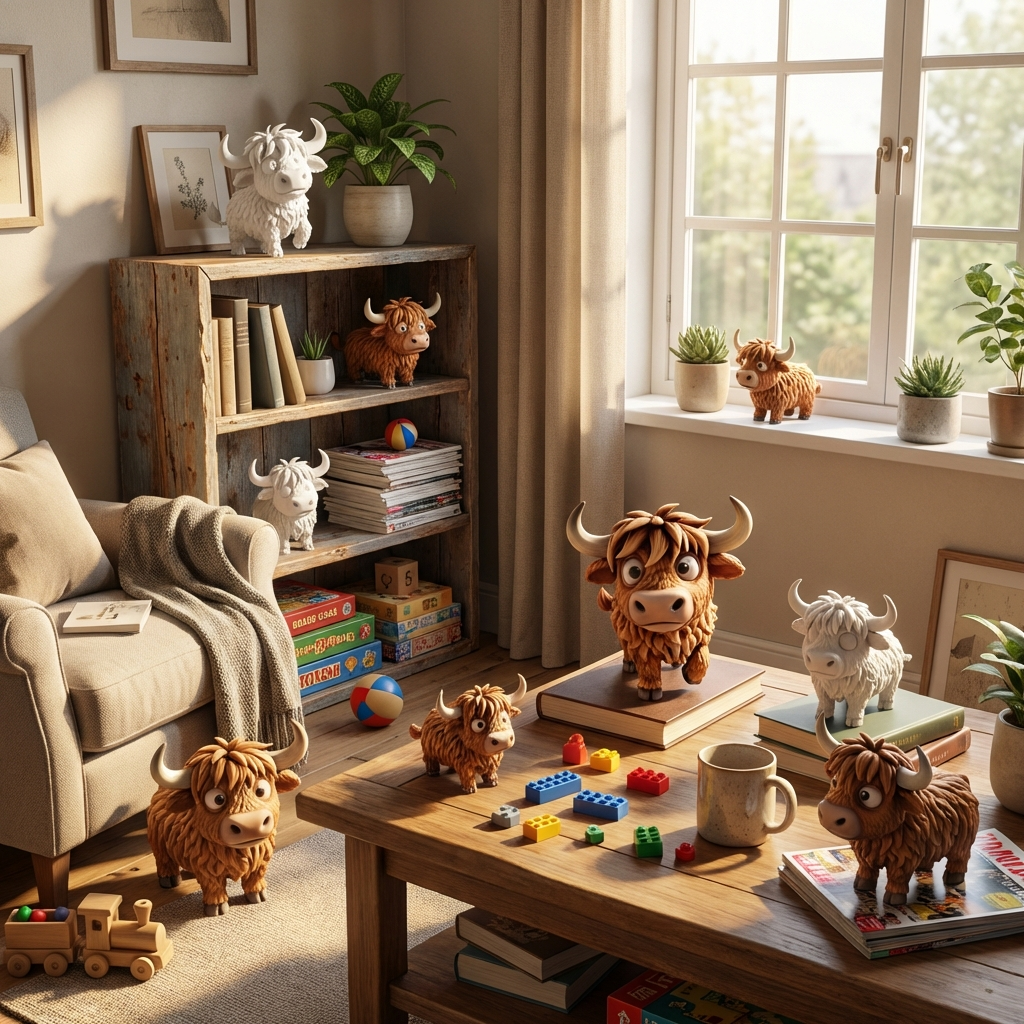 Bram, das kleine Highland-Yak – 3D-Kunstfigur aus deiner Zeichnung | 3D‑Memories