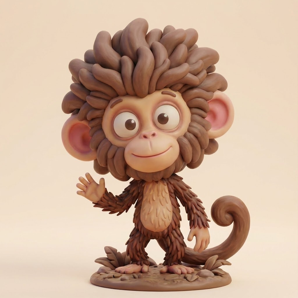 "Milo der Winke-Affe" – 3D-Kunstfigur aus deinem Bild (3D‑Memories)