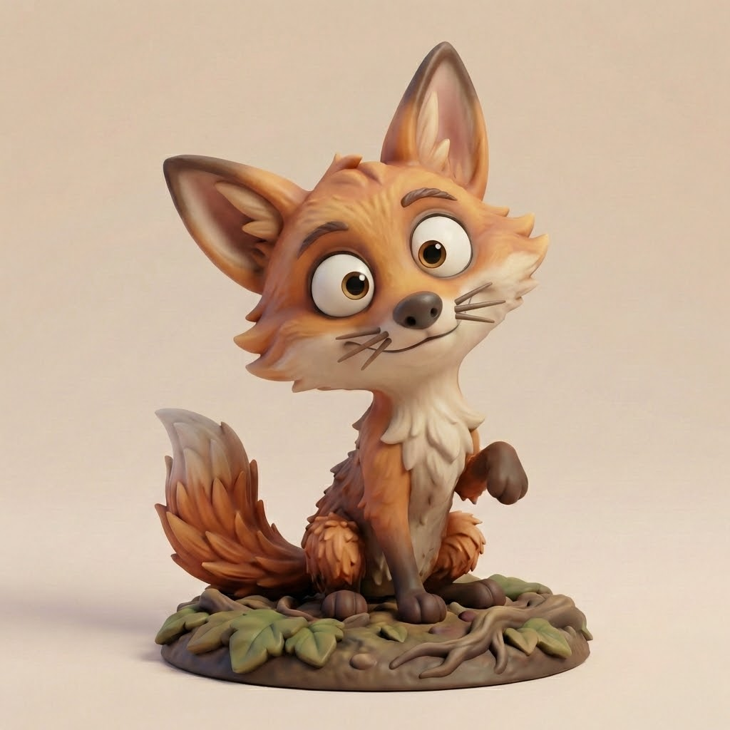„Fynn der Waldfuchs“ – 3D-Memories Kunstfigur aus deinem Bild (weiß oder bunt)
