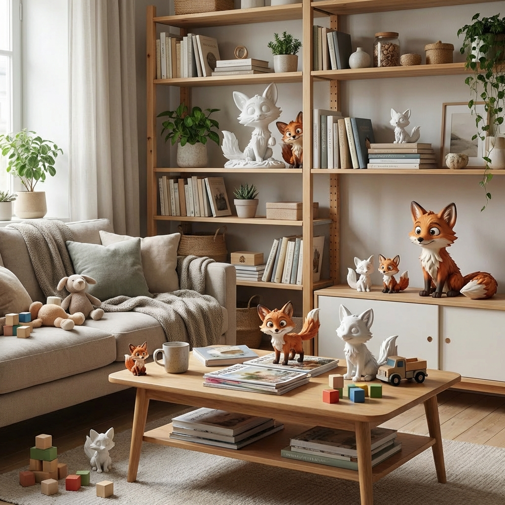 „Fynn der Waldfuchs“ – 3D-Memories Kunstfigur aus deinem Bild (weiß oder bunt)