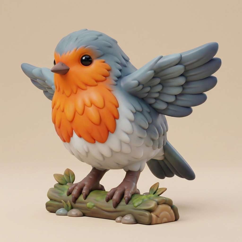 Pico der Sonnenbrust-Vogel – 3D-Kunstobjekt aus deiner Zeichnung | 3D‑Memories