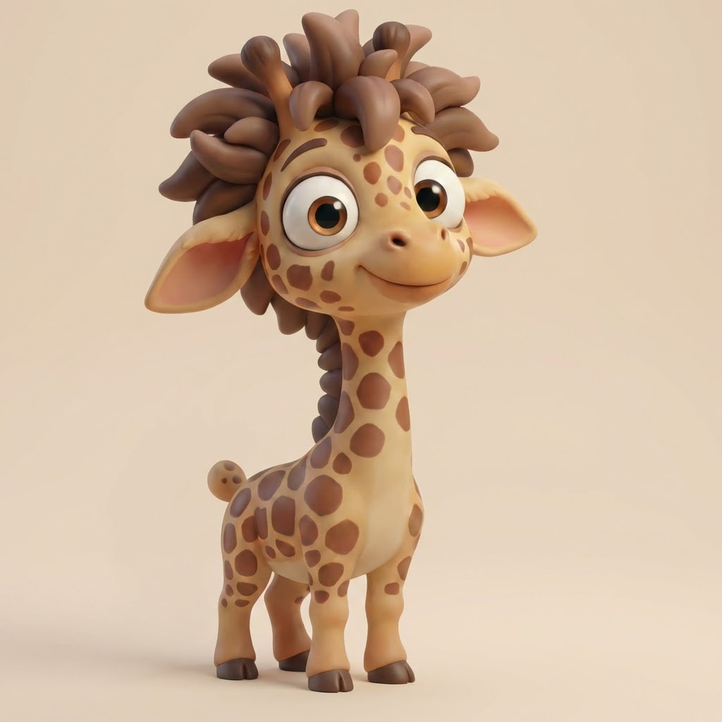 Lotti die Locken‑Giraffe – 3D‑Kunstobjekt aus deiner Zeichnung | 3D‑Memories