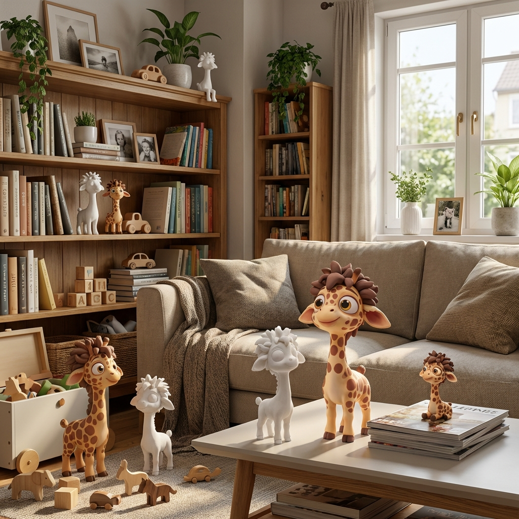 Lotti die Locken‑Giraffe – 3D‑Kunstobjekt aus deiner Zeichnung | 3D‑Memories