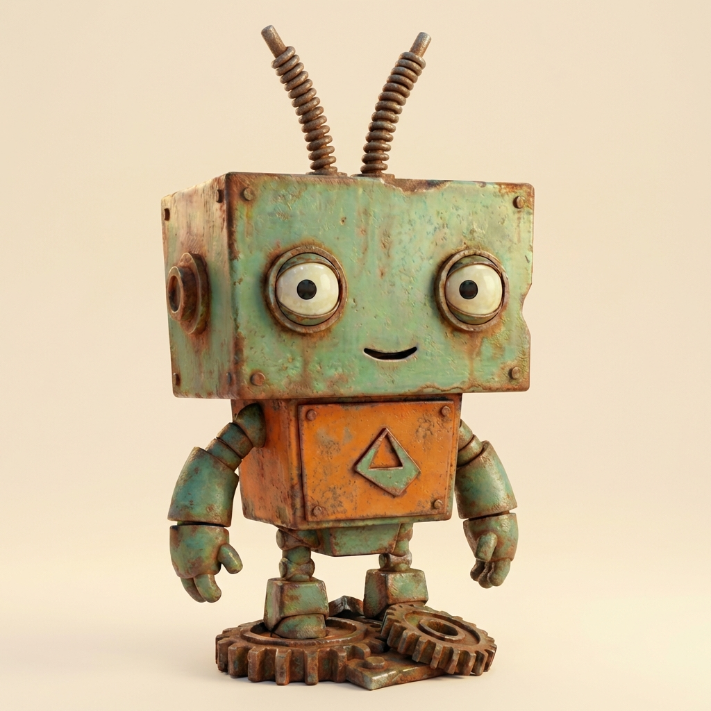 Retro-Roboter „Tiko“ – 3D-Kunstobjekt von 3D‑Memories (Weiß, Bunt oder Bunt im Rahmen)