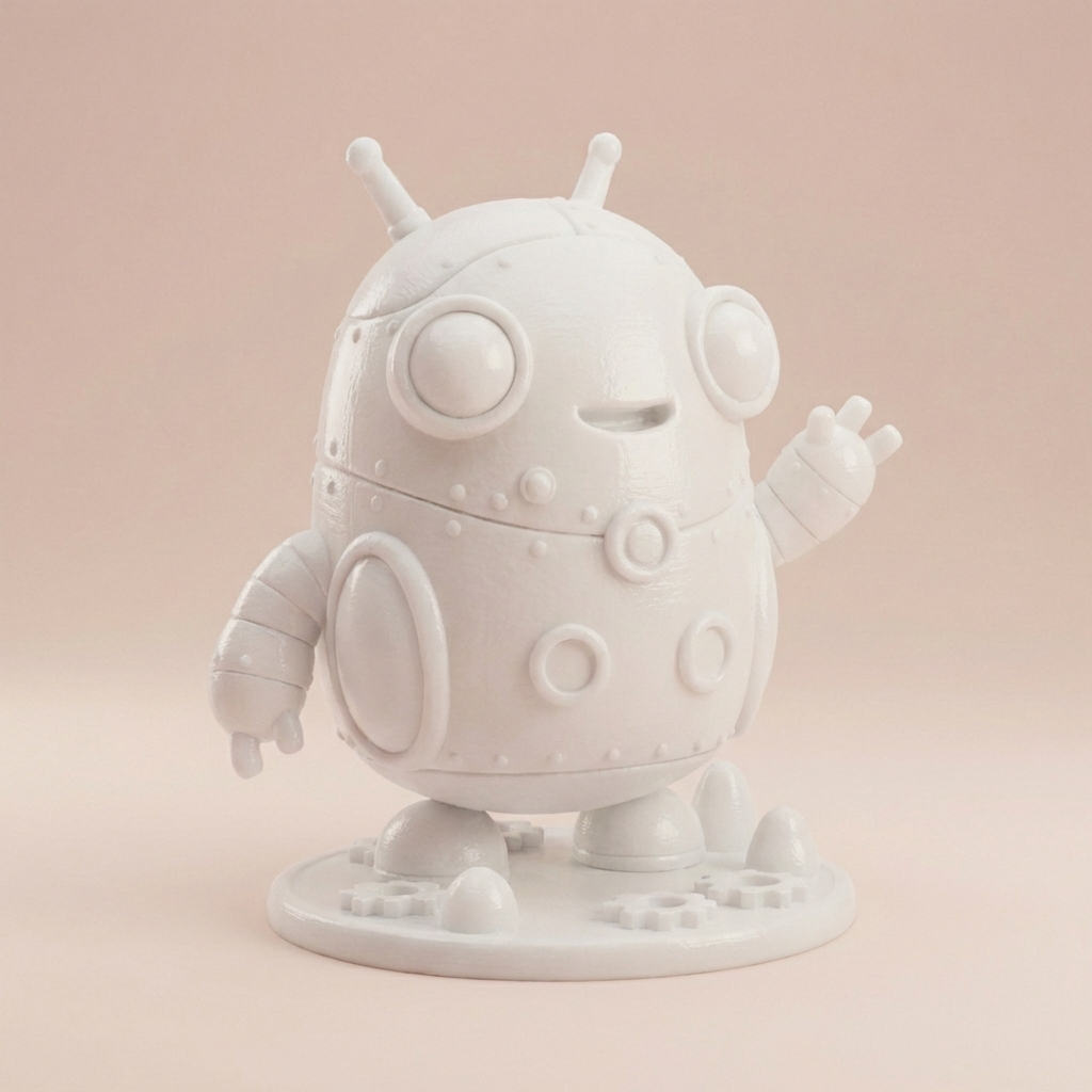 „Winky“ – freundlicher Cartoon-Roboter als 3D-Kunstobjekt | 3D‑Memories (aus deinem Bild)