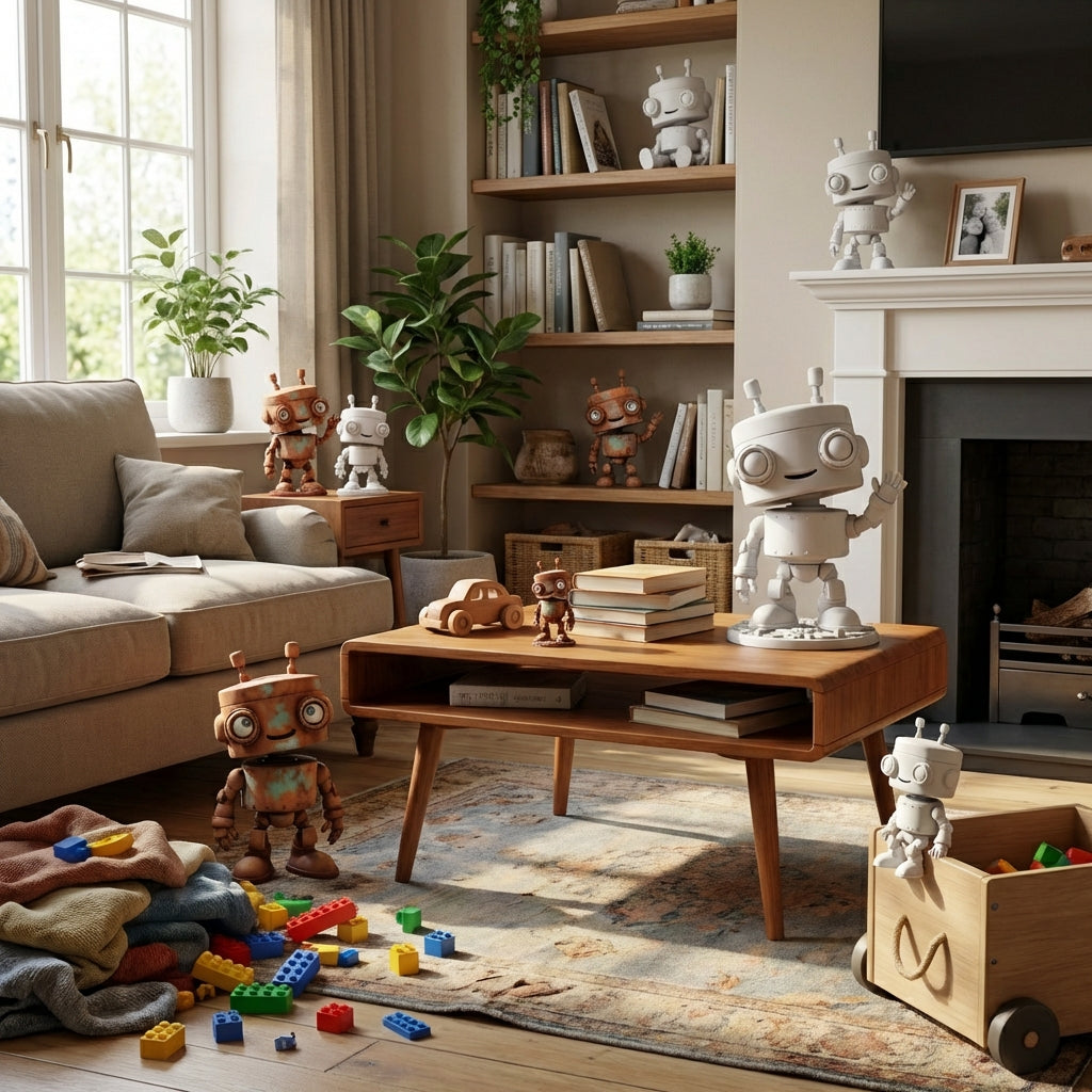 Rostiger Mini-Roboter „RUDI“ – 3D-Kunstobjekt aus deiner Zeichnung (3D‑Memories)