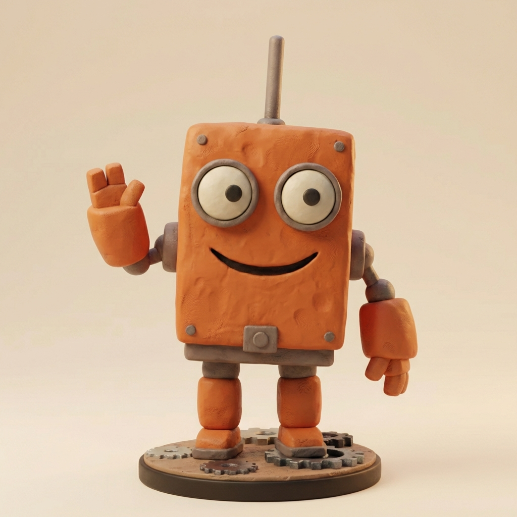 Zino, der Zahnrad‑Roboter – 3D-Kunstfigur aus deiner Zeichnung | 3D‑Memories