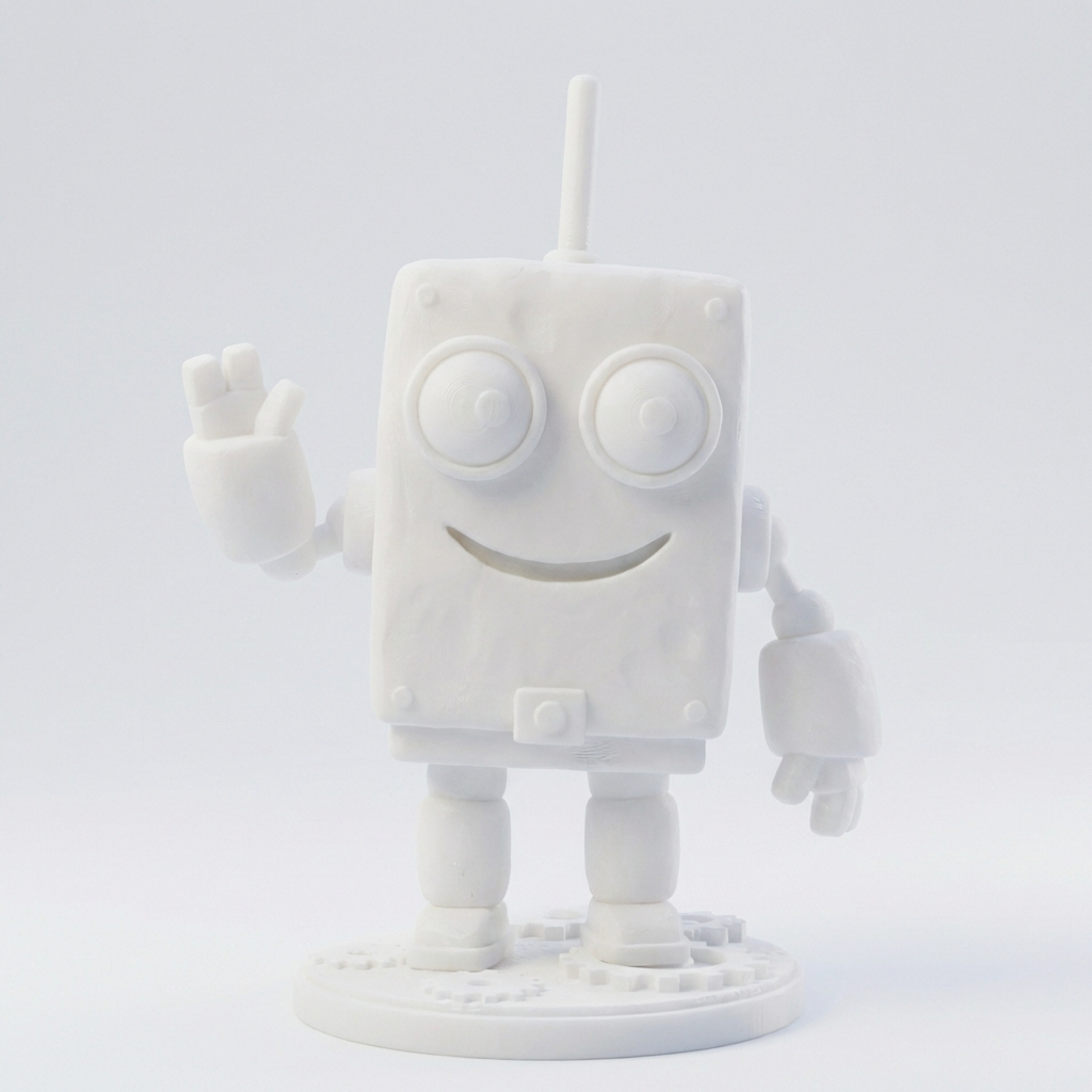 Zino, der Zahnrad‑Roboter – 3D-Kunstfigur aus deiner Zeichnung | 3D‑Memories