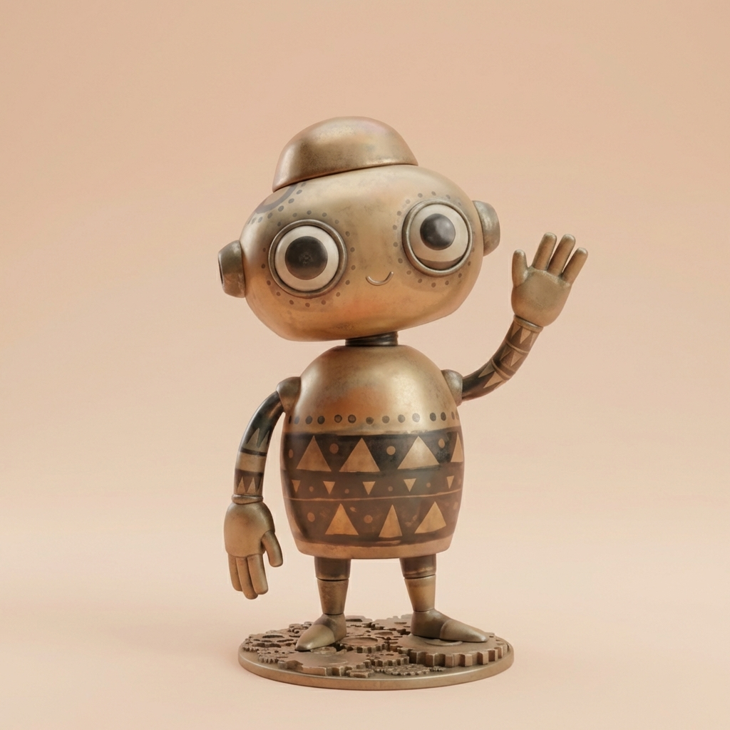 Robo-Rudi – Niedliche Retro-Roboterfigur als personalisiertes 3D-Kunstobjekt (3D‑Memories)