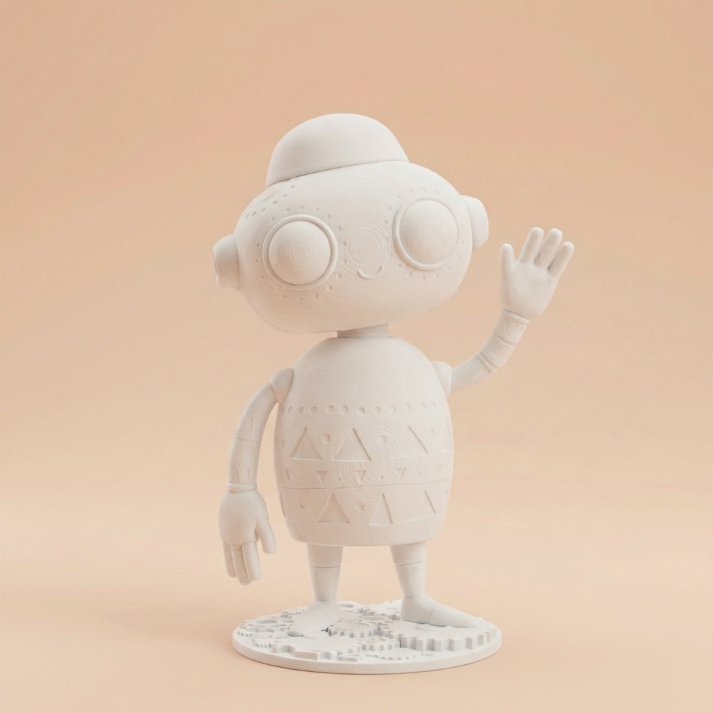 Robo-Rudi – Niedliche Retro-Roboterfigur als personalisiertes 3D-Kunstobjekt (3D‑Memories)