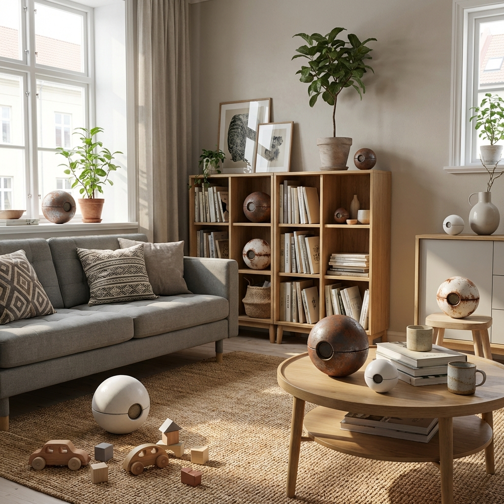 Bolto – der kugelrunde KI-Roboter als 3D-Kunstobjekt (aus deinem Bild)