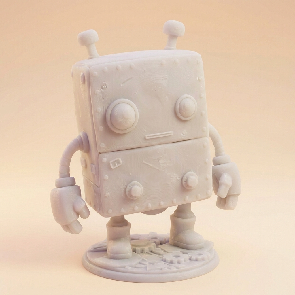 NIVO, der Vintage‑Roboter – 3D‑Kunstfigur aus deiner Zeichnung | 3D‑Memories