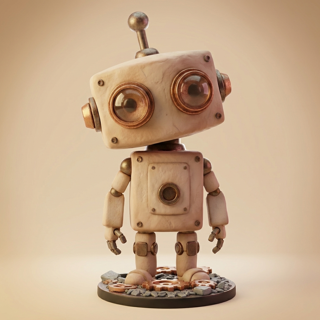 „Rudi der Retro-Roboter“ – 3D-Memory Kunstfigur nach deiner Vorlage