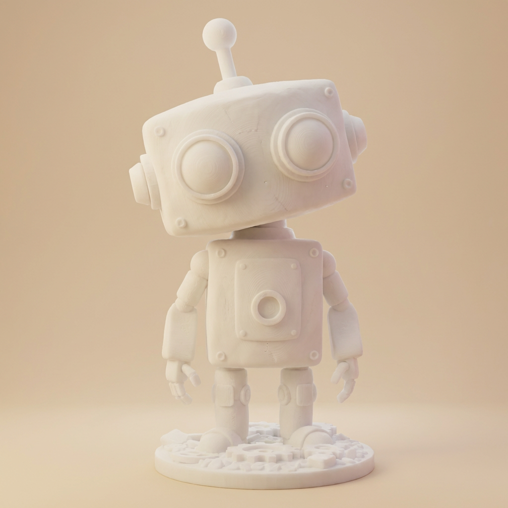 „Rudi der Retro-Roboter“ – 3D-Memory Kunstfigur nach deiner Vorlage