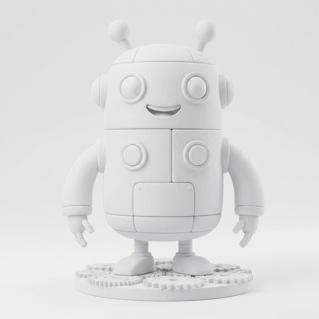 Lumo der Regenbogen-Roboter – 3D-Memories Kunstfigur nach deiner Vorlage