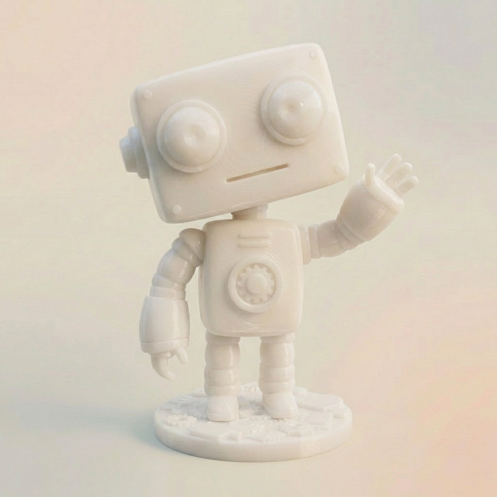 Orange der Steampunk‑Roboter – 3D‑Kunstobjekt aus deinem Bild | 3D‑Memories