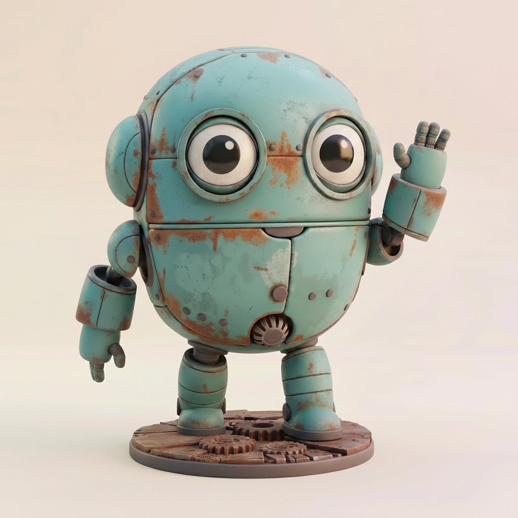 Bluey der Wink-Roboter – personalisierte 3D-Kunstfigur aus deiner Zeichnung | 3D-Memories