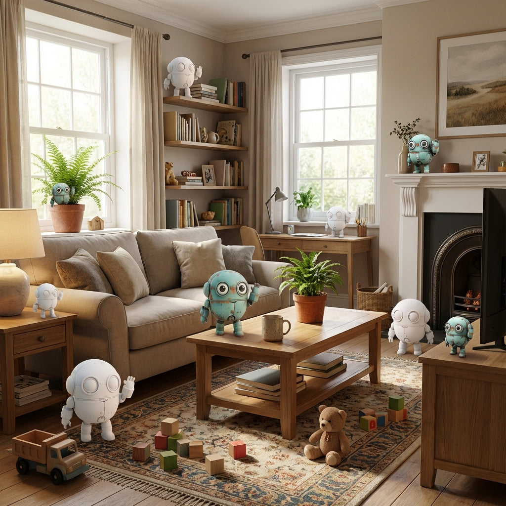 Bluey der Wink-Roboter – personalisierte 3D-Kunstfigur aus deiner Zeichnung | 3D-Memories