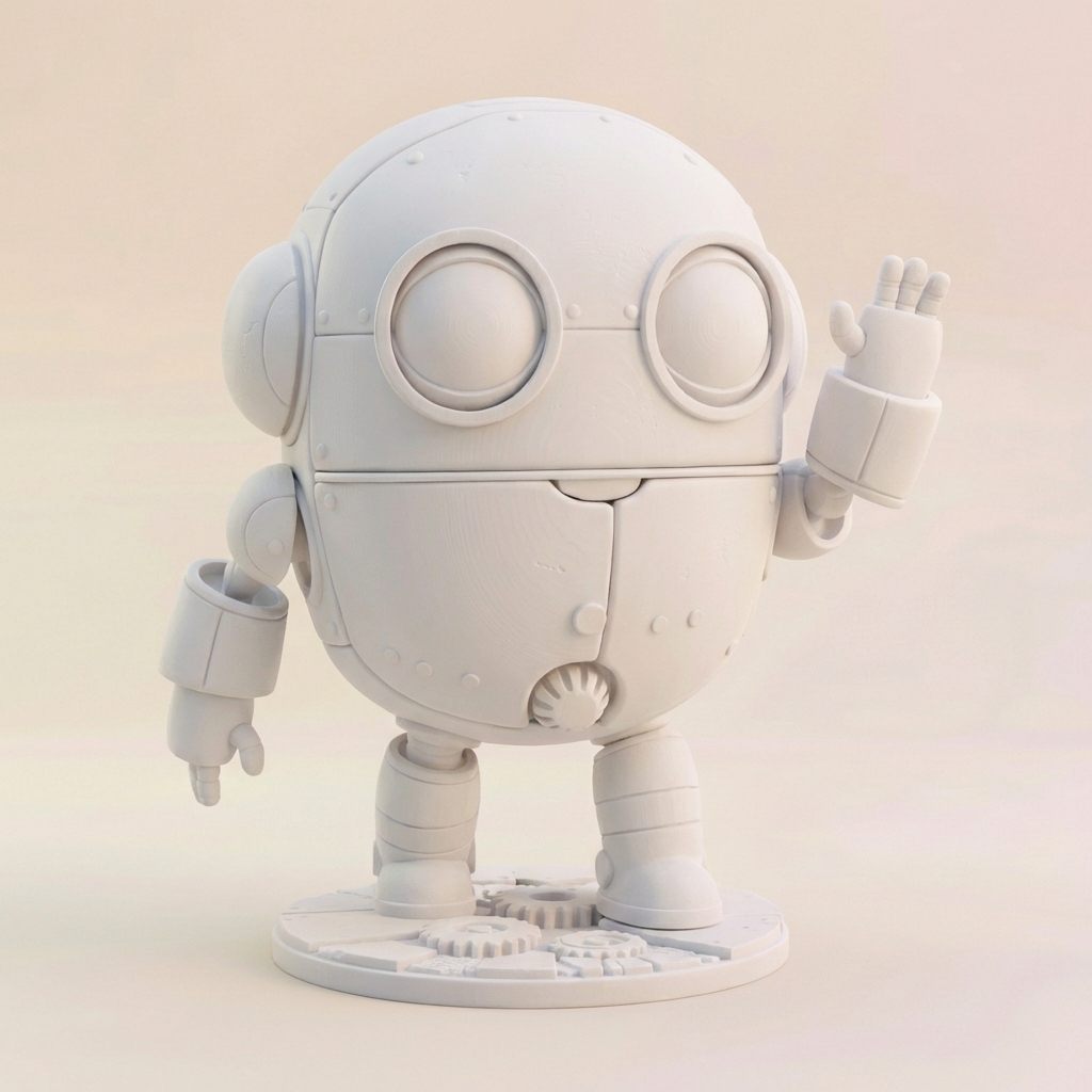 Bluey der Wink-Roboter – personalisierte 3D-Kunstfigur aus deiner Zeichnung | 3D-Memories