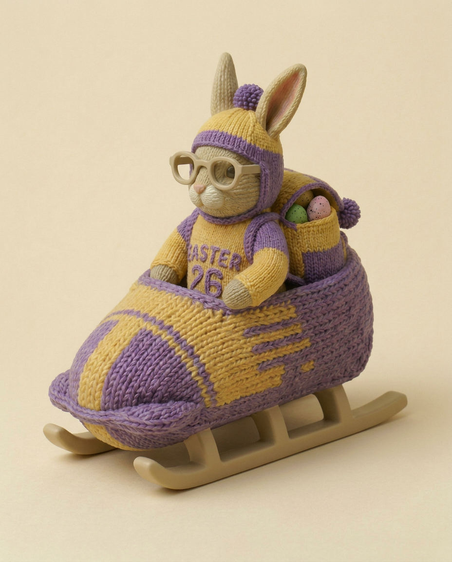 Osterhase Bobsportler - "Ski-Hase"