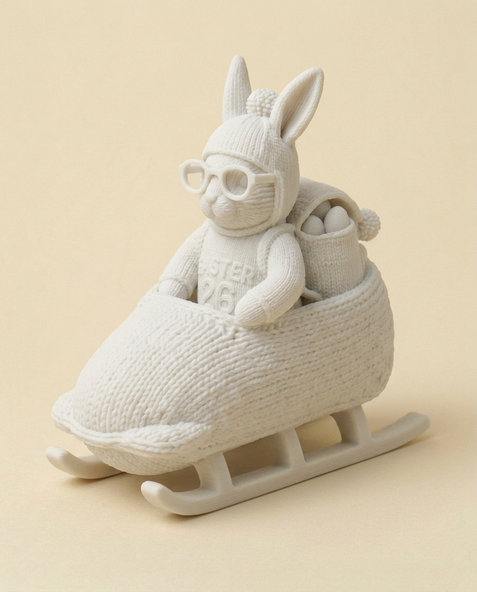 Osterhase Bobsportler - "Ski-Hase"