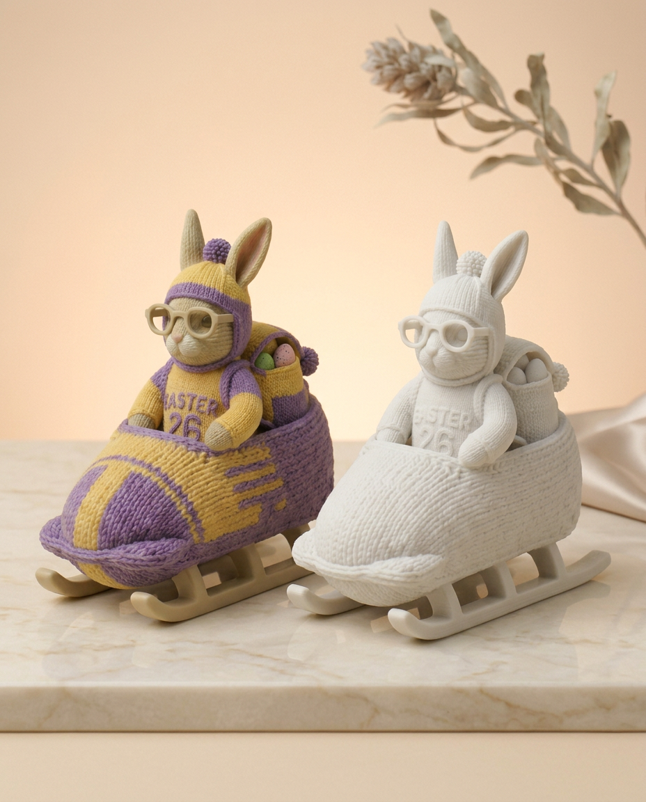 Osterhase Bobsportler - "Ski-Hase"