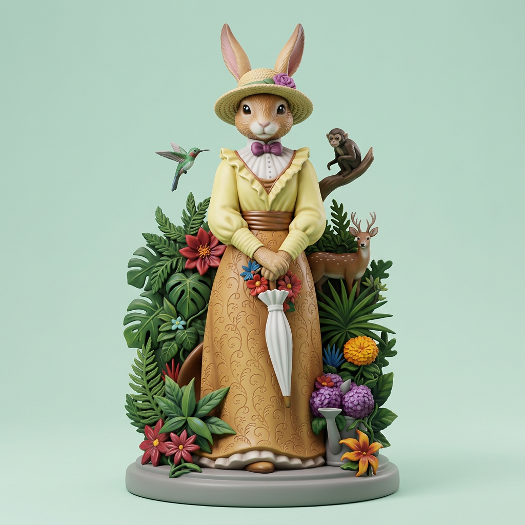 Eleganter Hase mit Blumenstrauß