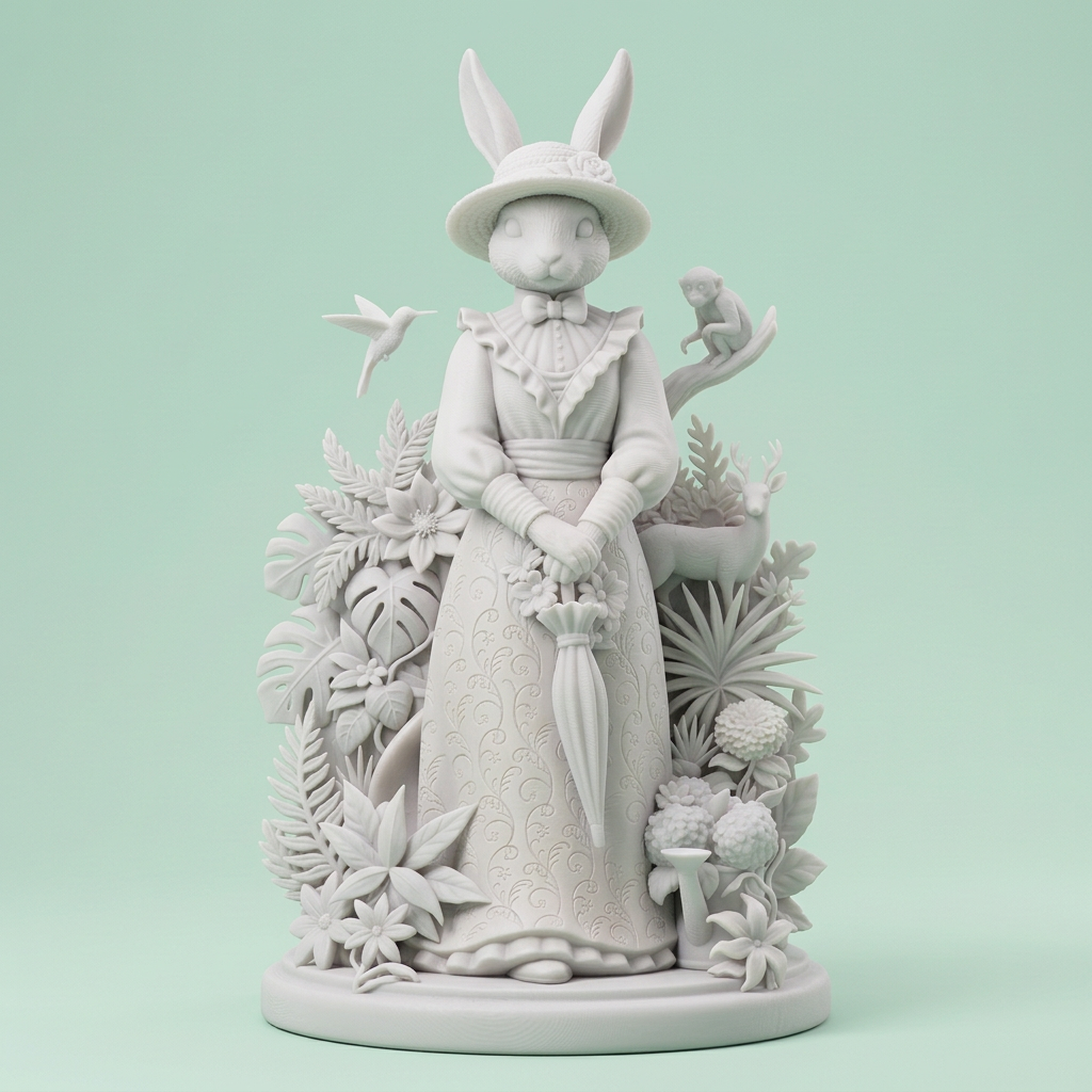 Eleganter Hase mit Blumenstrauß