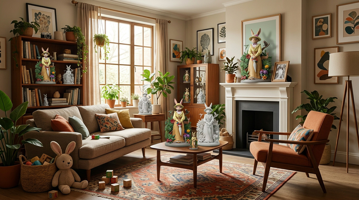 Eleganter Hase mit Blumenstrauß